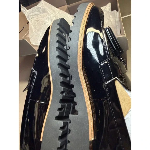 Franco Sarto Womens Black Patent Tassel Loafers Platform Lug Sole  7.5M - Picture 10 of 15